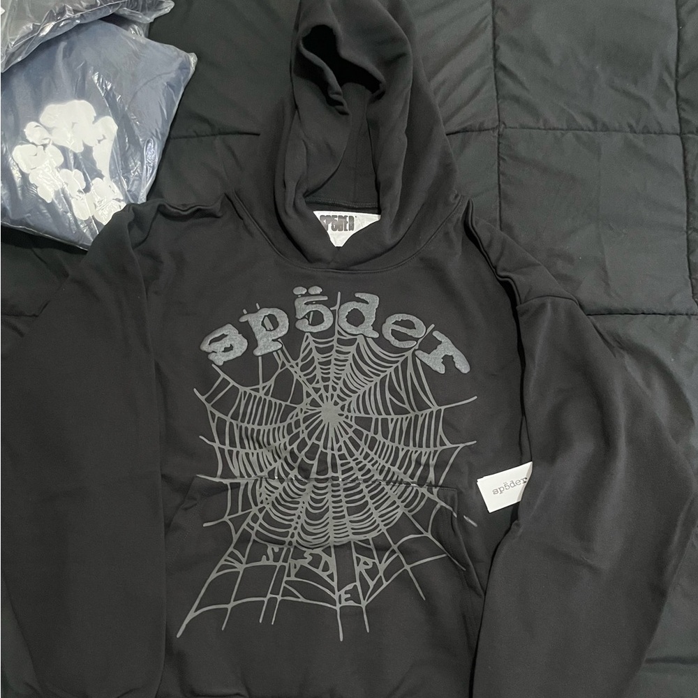 Spyder Charcoal Hoodie with Spider Web Graphic 100% authentic